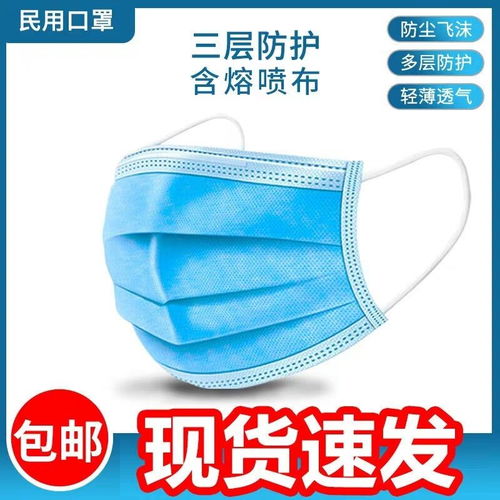 現貨加厚一次性防護口罩 三層含熔噴層，防飛沫透氣，適用全年齡段